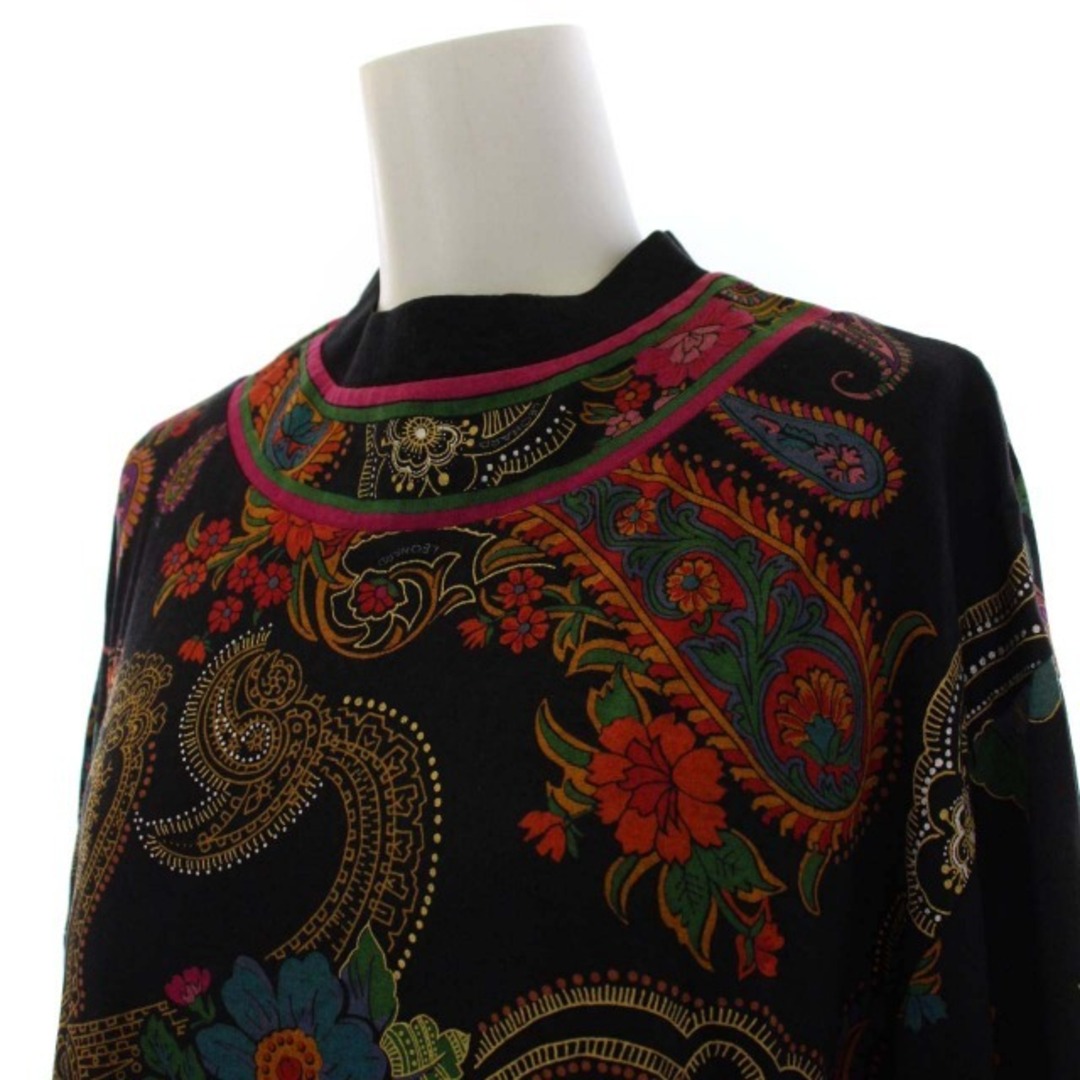 レオナール FASHION チュニック プルオーバー ハイネック 花柄 M 黒
