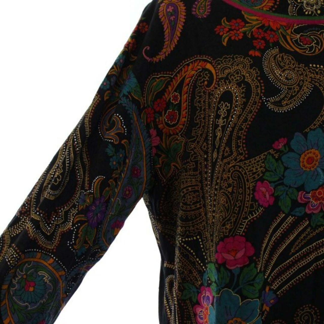 レオナール FASHION チュニック プルオーバー ハイネック 花柄 M 黒