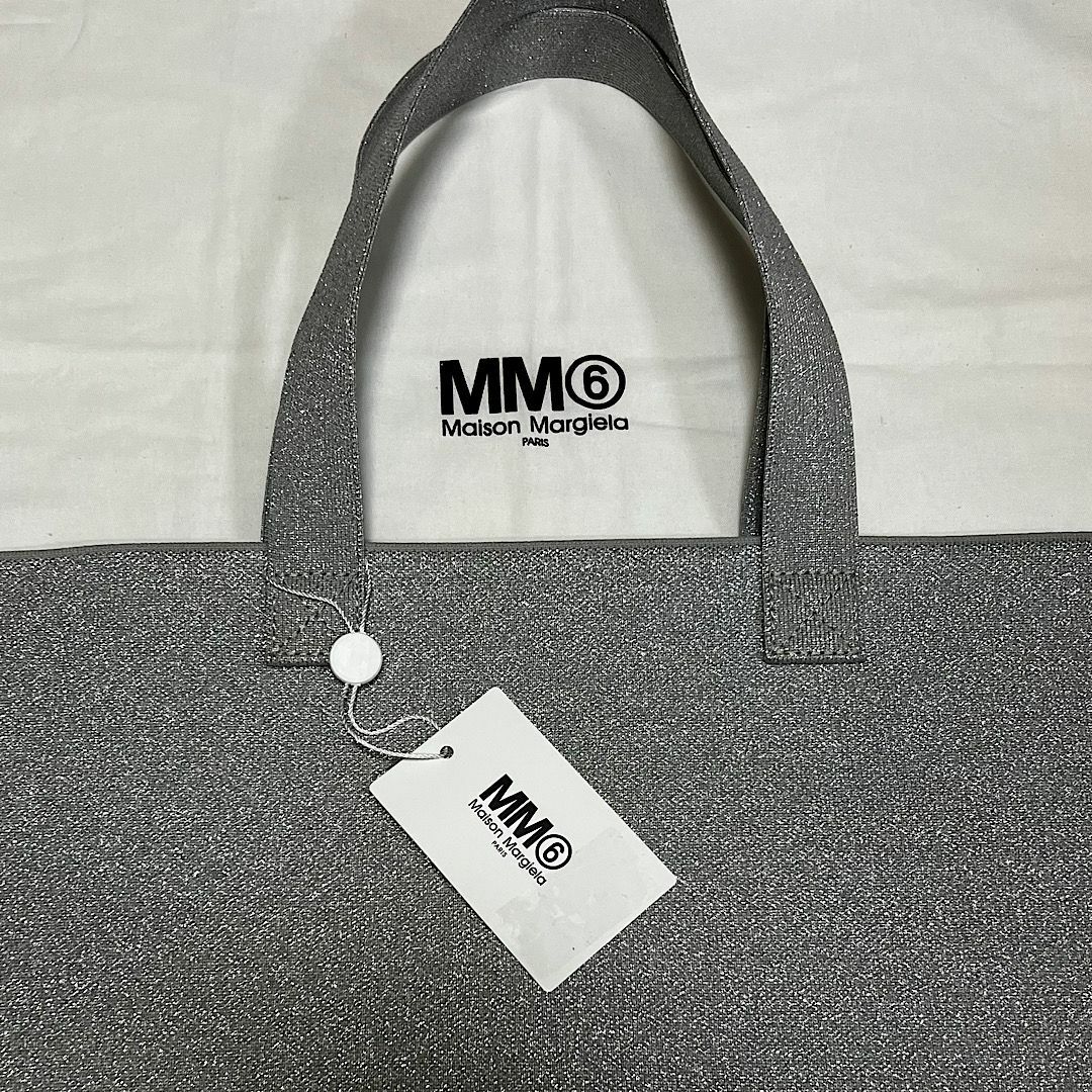 新品【MM6 Maison Margiela】ロゴトートバッグ シルバーカラー