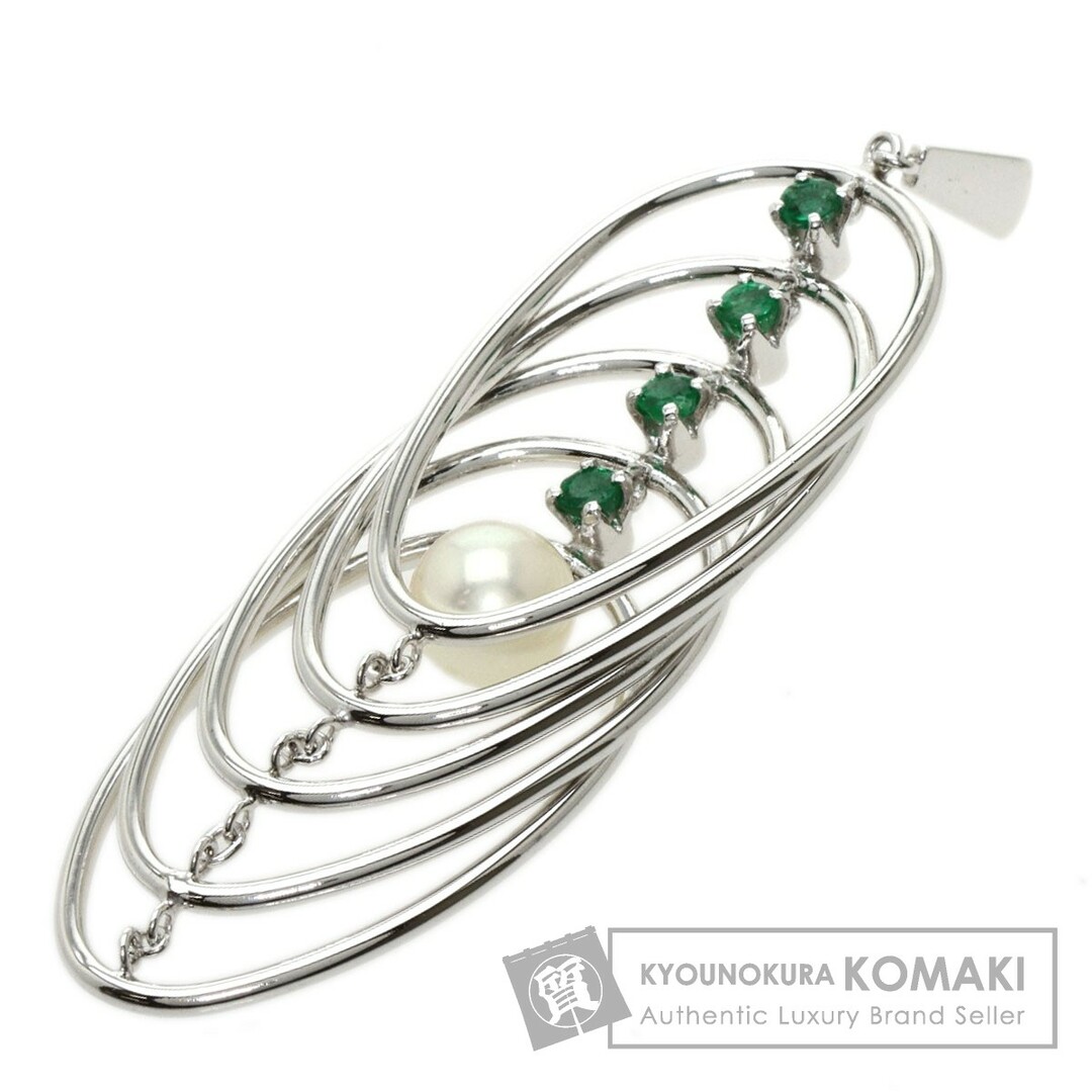 MIKIMOTO パール 真珠 エメラルド ペンダントトップ K14WG レディース