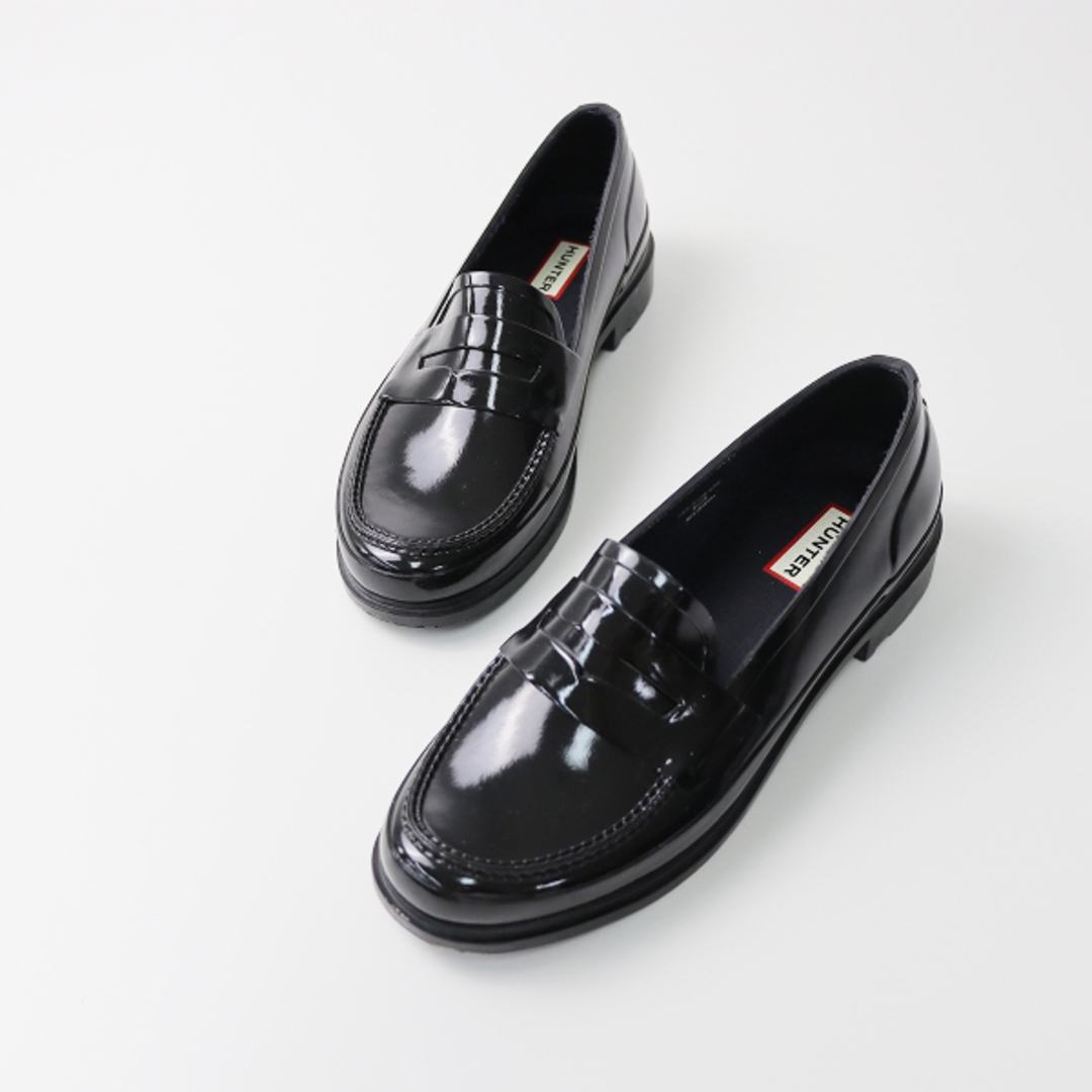 HUNTER(ハンター)のHUNTER ハンター PENNY LOAFER ラバー ペニーローファー UK6/ブラック 黒 スリッポン シューズ【2400013439275】 レディースの靴/シューズ(ローファー/革靴)の商品写真