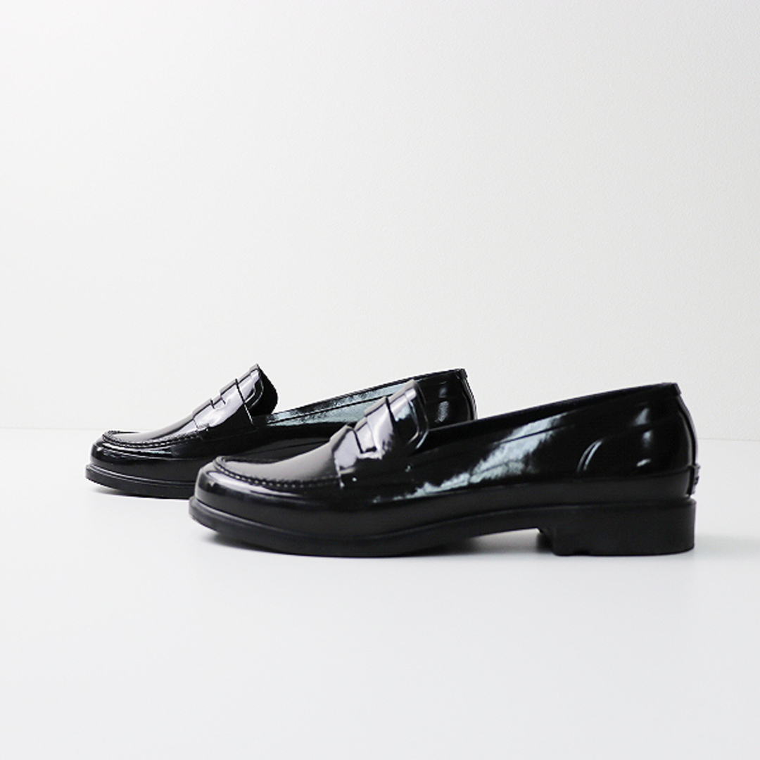 HUNTER(ハンター)のHUNTER ハンター PENNY LOAFER ラバー ペニーローファー UK6/ブラック 黒 スリッポン シューズ【2400013439275】 レディースの靴/シューズ(ローファー/革靴)の商品写真