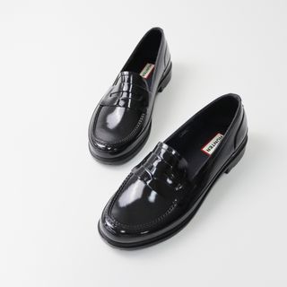 ハンター(HUNTER)のHUNTER ハンター PENNY LOAFER ラバー ペニーローファー UK6/ブラック 黒 スリッポン シューズ【2400013439275】(ローファー/革靴)