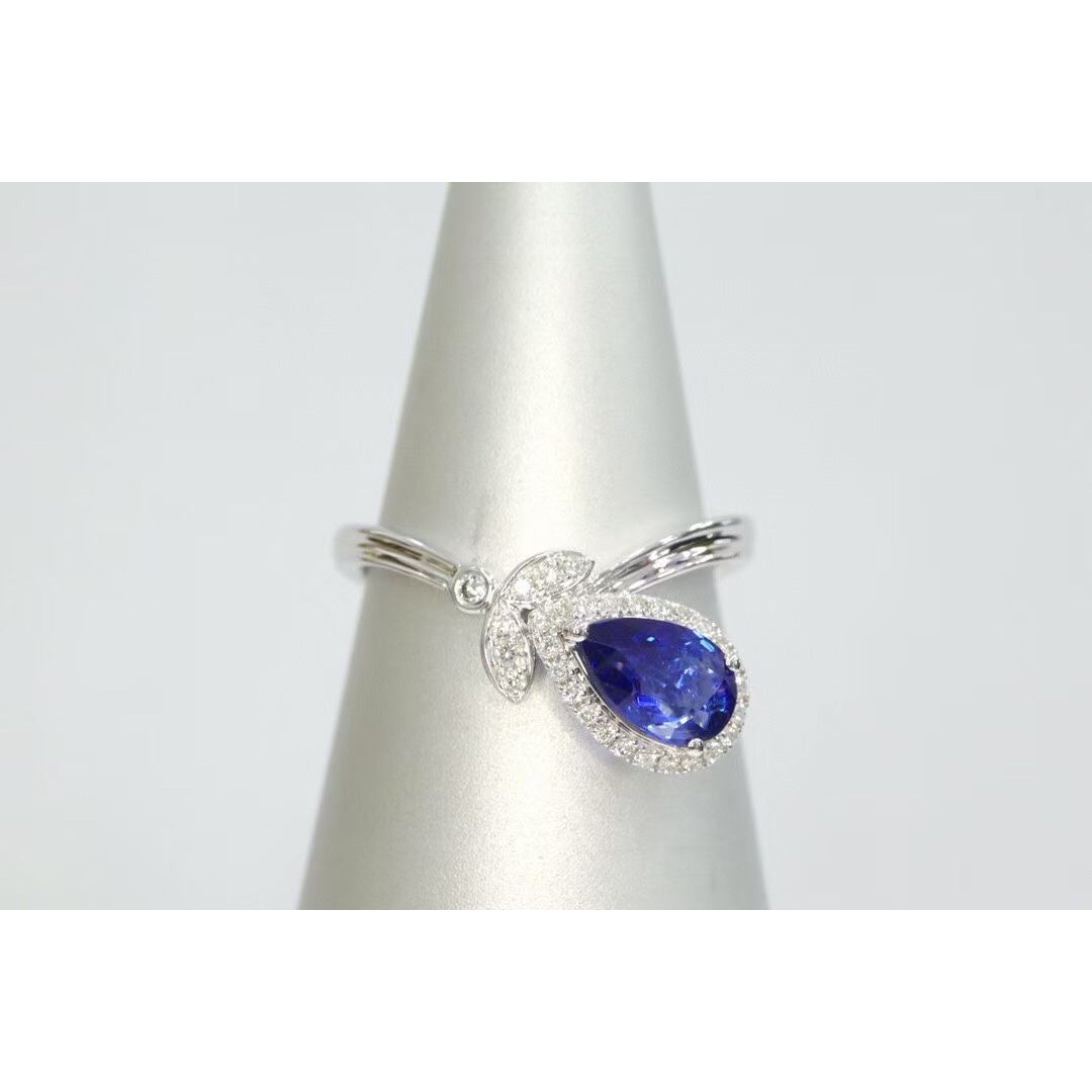 天然 ロイヤルブルーサファイア ダイヤ リング0.64ct k18 f