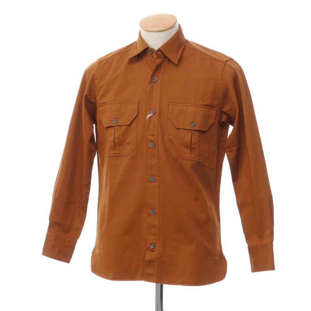 【新品】ジャンネット giannetto WASH DIVISION ツイルコットン ワークシャツ オレンジブラウン【サイズXS】【メンズ】