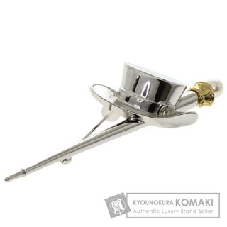 ミキモト(MIKIMOTO)のMIKIMOTO シルクハット ステッキ モチーフ パール 真珠 ブローチ SV K18YG レディース(ブローチ/コサージュ)