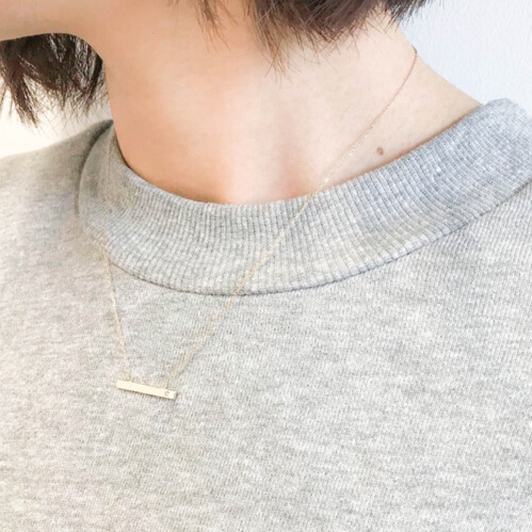 cui-cui - K10 バー ライン スティック プレート ネックレス アガット