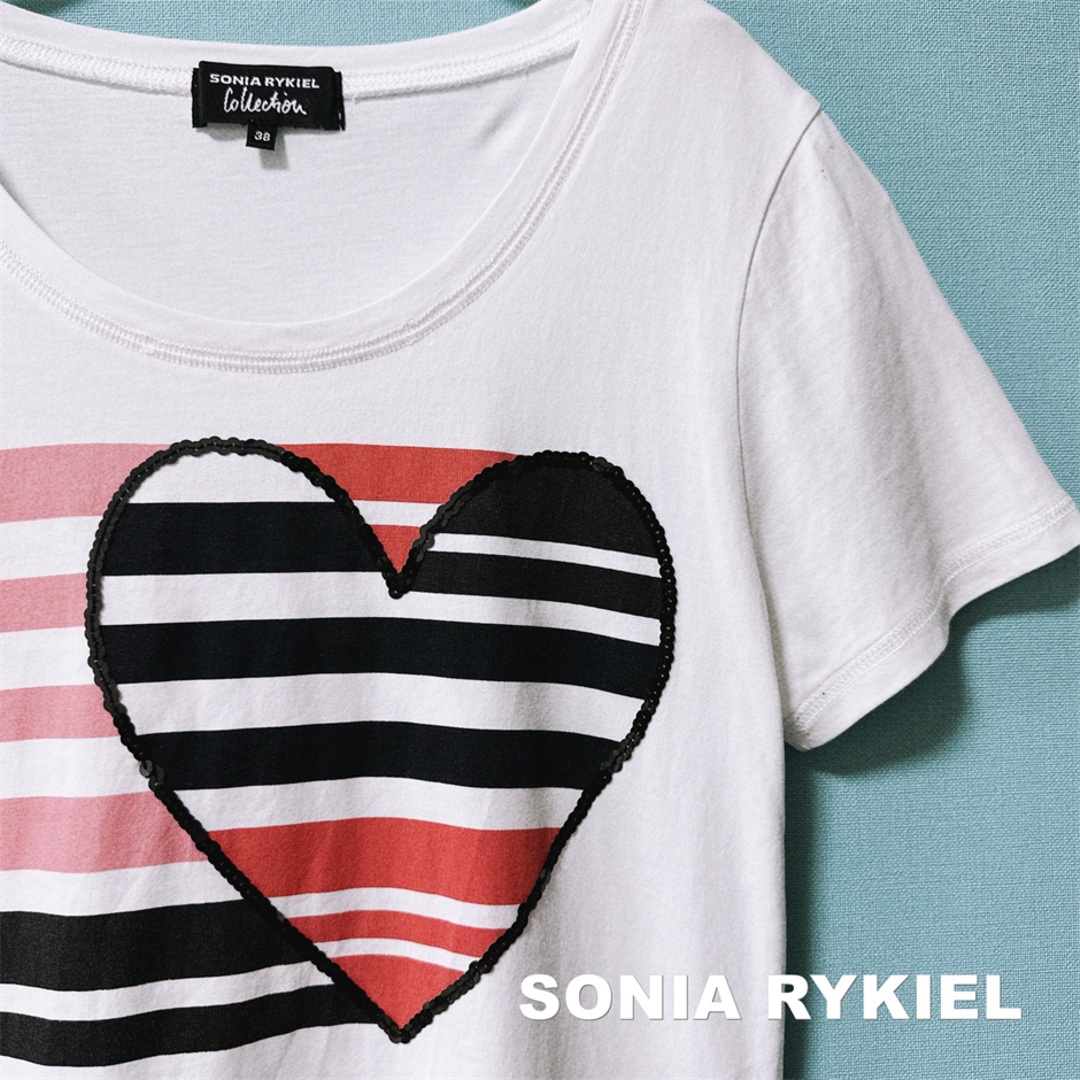 SONIA RYKIEL(ソニアリキエル)の【SONIA RYKIEL】ソニアリキエル スパンコールハート Tシャツ レディースのトップス(Tシャツ(半袖/袖なし))の商品写真