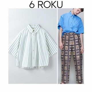 6 (ROKU) - 6 ROKU ロク コットンボタンダウンワイドシャツ グリーン 