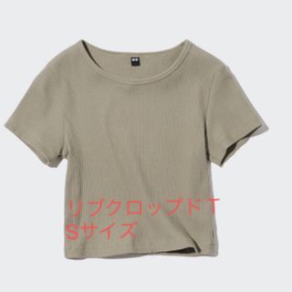 ユニクロ(UNIQLO)のリブクロップドＴ　Ｓサイズ　グリーン(Tシャツ(半袖/袖なし))