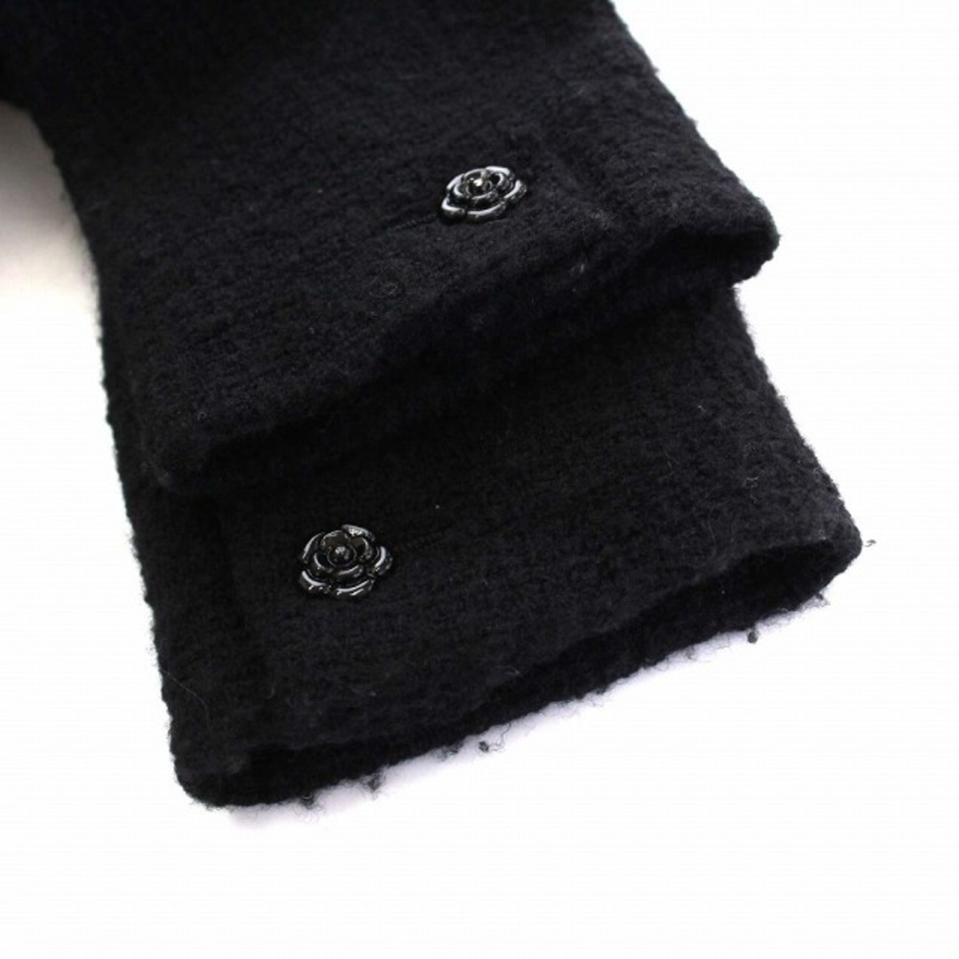 気質アップ】 美品 CHANEL 黒 Mサイズ カメリアボタン ツイードノー