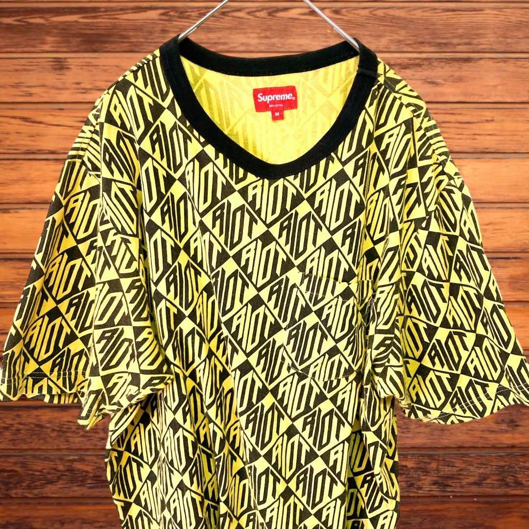 【希少 14SS】SUPREME 総柄　半袖Tシャツ　ポケット付き　イエロー　M