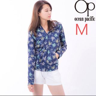 オーシャンパシフィック(OCEAN PACIFIC)の新品★ 正規品★OPレディース ラッシュガード  UVカット長袖　ネイビー　M(水着)