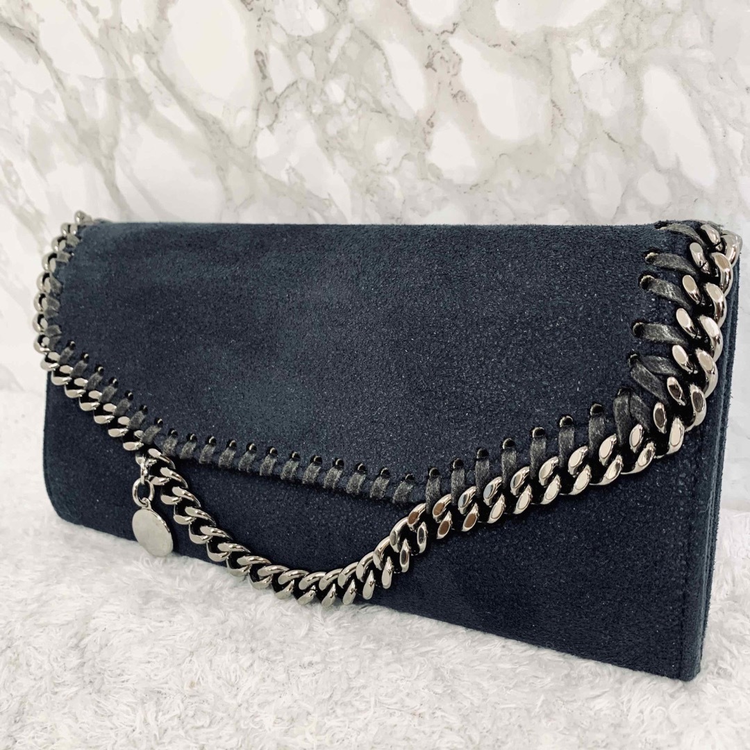 Aランク ステラマッカートニー 二つ折り長財布 ファラベラ 391835 ネイビー 財布 レディース Stella McCartney FALABELLA navy