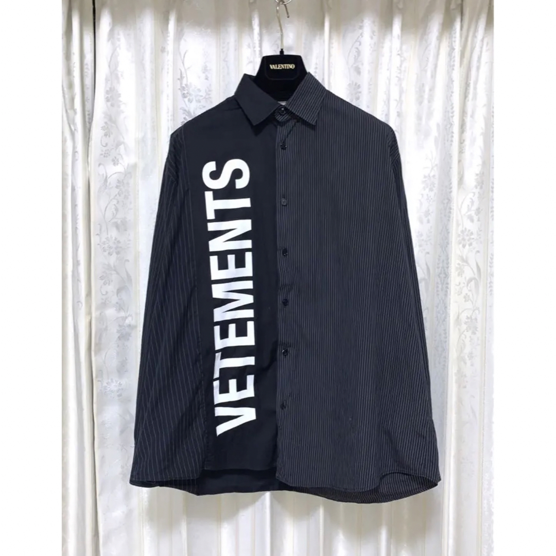 【希少】VETEMENTS ロゴ ドッキングシャツ