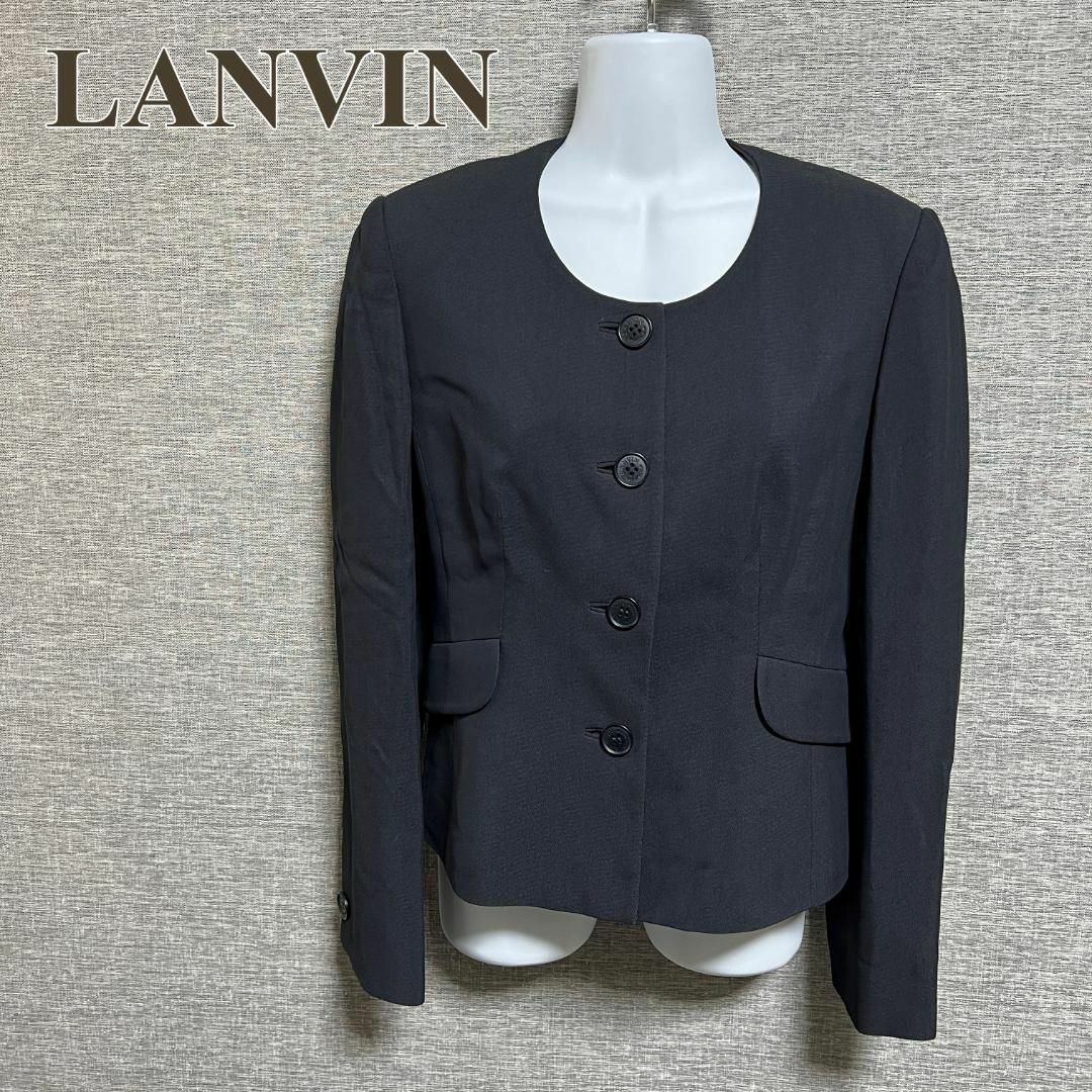 【美品】Lanvin ノーカラー 黒ジャケット
