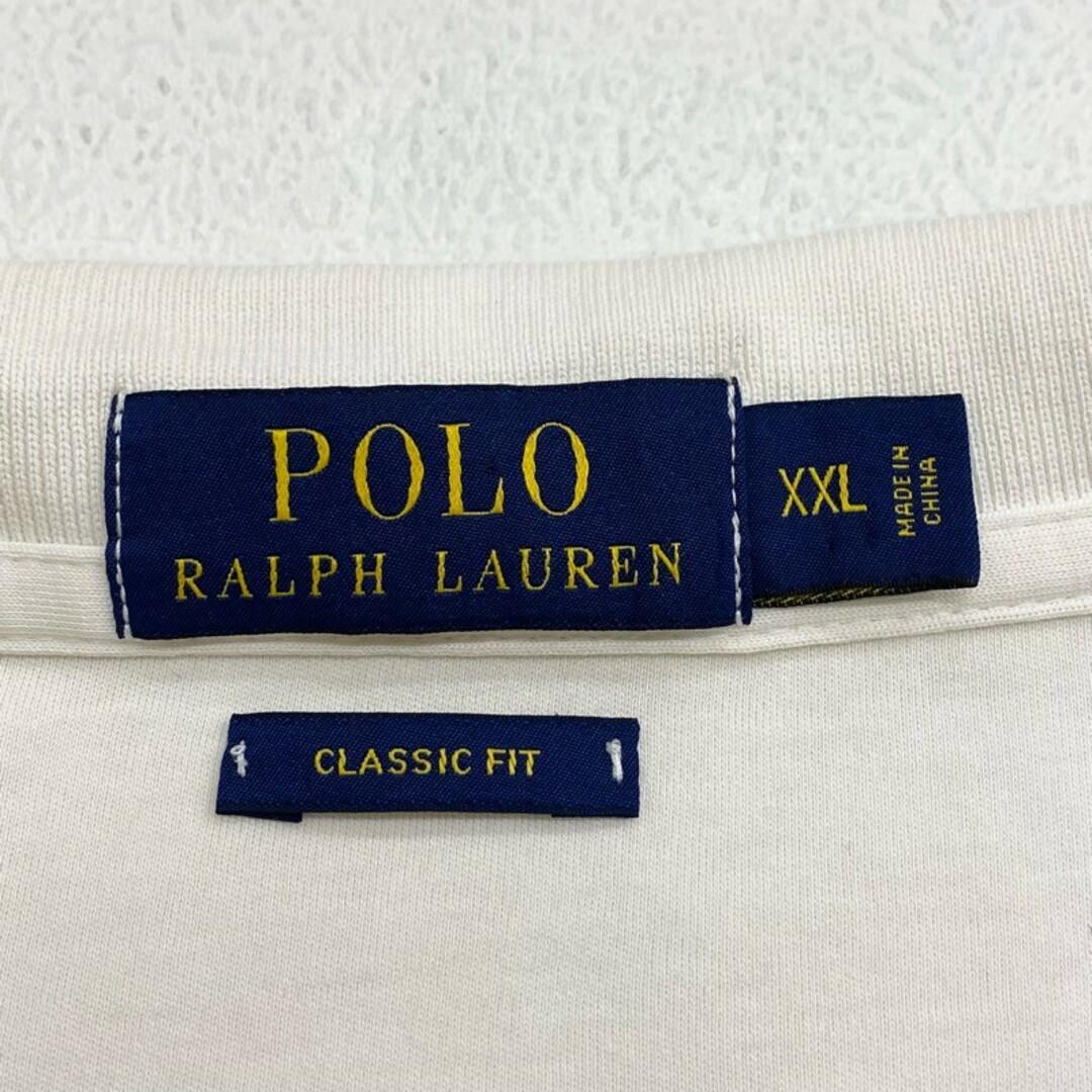 Ralph Lauren(ラルフローレン)のUS古着 ポロ ラルフローレン POLO RALPH LAUREN コットン ポロシャツ ビズポロ 3つボタン 半袖 無地 ワンポイント ポニー 刺繍 CLASSIC FIT サイズ：メンズ XXL ビッグサイズ ホワイト【中古】 メンズのトップス(ポロシャツ)の商品写真