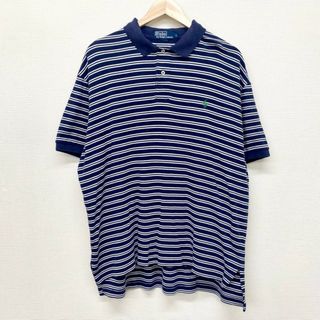 ラルフローレン(Ralph Lauren)のUS古着 ポロ ラルフローレン Polo by Ralph Lauren コットン ポロシャツ 半袖 ボーダー柄 ワンポイント ポニー 刺繍 サイズ：メンズ L ネイビー×ホワイト【中古】(ポロシャツ)