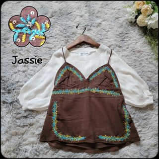 ジャッシー(JASSIE)のJassie/ジャッシー●新品タグ/美品♪刺繍＆スパンコール装飾楊柳キャミソール(キャミソール)