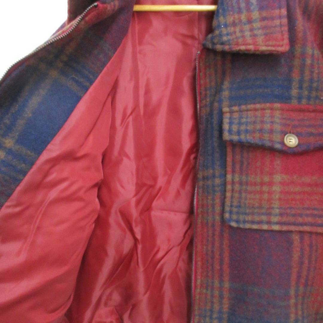 DOUBLE NAME(ダブルネーム)のダブルネーム ステンカラーコート ショート丈 総裏地 ジップアップ F 赤 紺 レディースのジャケット/アウター(その他)の商品写真