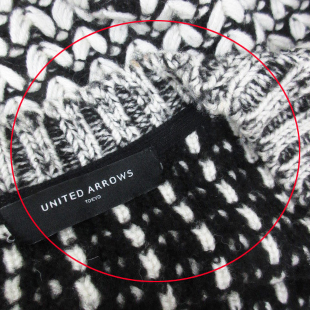 UNITED ARROWS(ユナイテッドアローズ)のユナイテッドアローズ ニットカーディガン ミドル丈 総柄 F 白 黒 ホワイト レディースのトップス(カーディガン)の商品写真