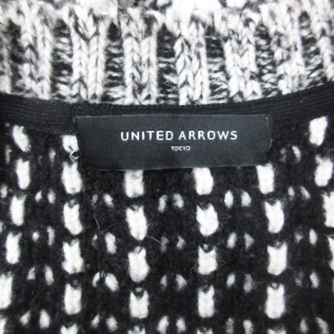 UNITED ARROWS(ユナイテッドアローズ)のユナイテッドアローズ ニットカーディガン ミドル丈 総柄 F 白 黒 ホワイト レディースのトップス(カーディガン)の商品写真