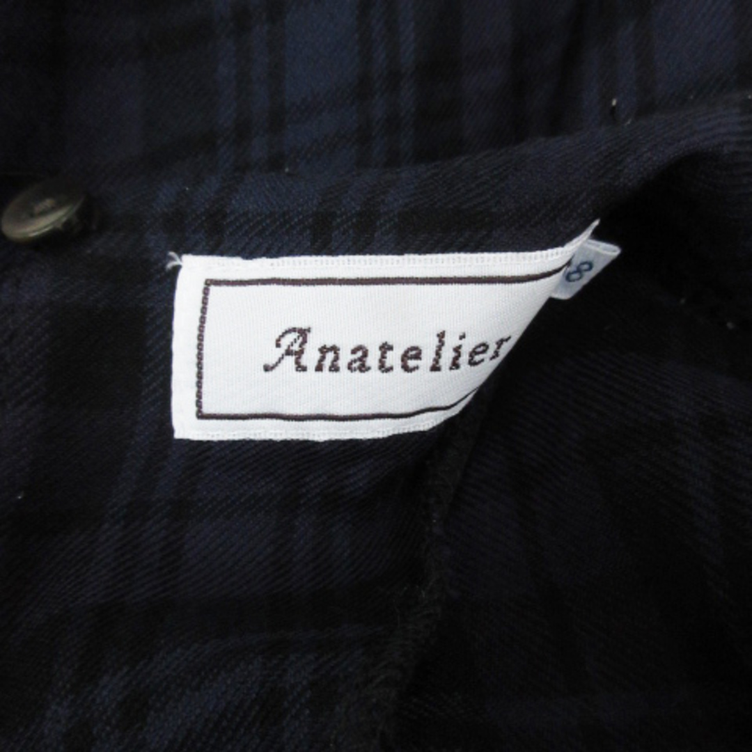 anatelier(アナトリエ)のアナトリエ ブラウス カットソー 長袖 ラウンドネック チェック柄 38 紺 紫 レディースのトップス(シャツ/ブラウス(長袖/七分))の商品写真