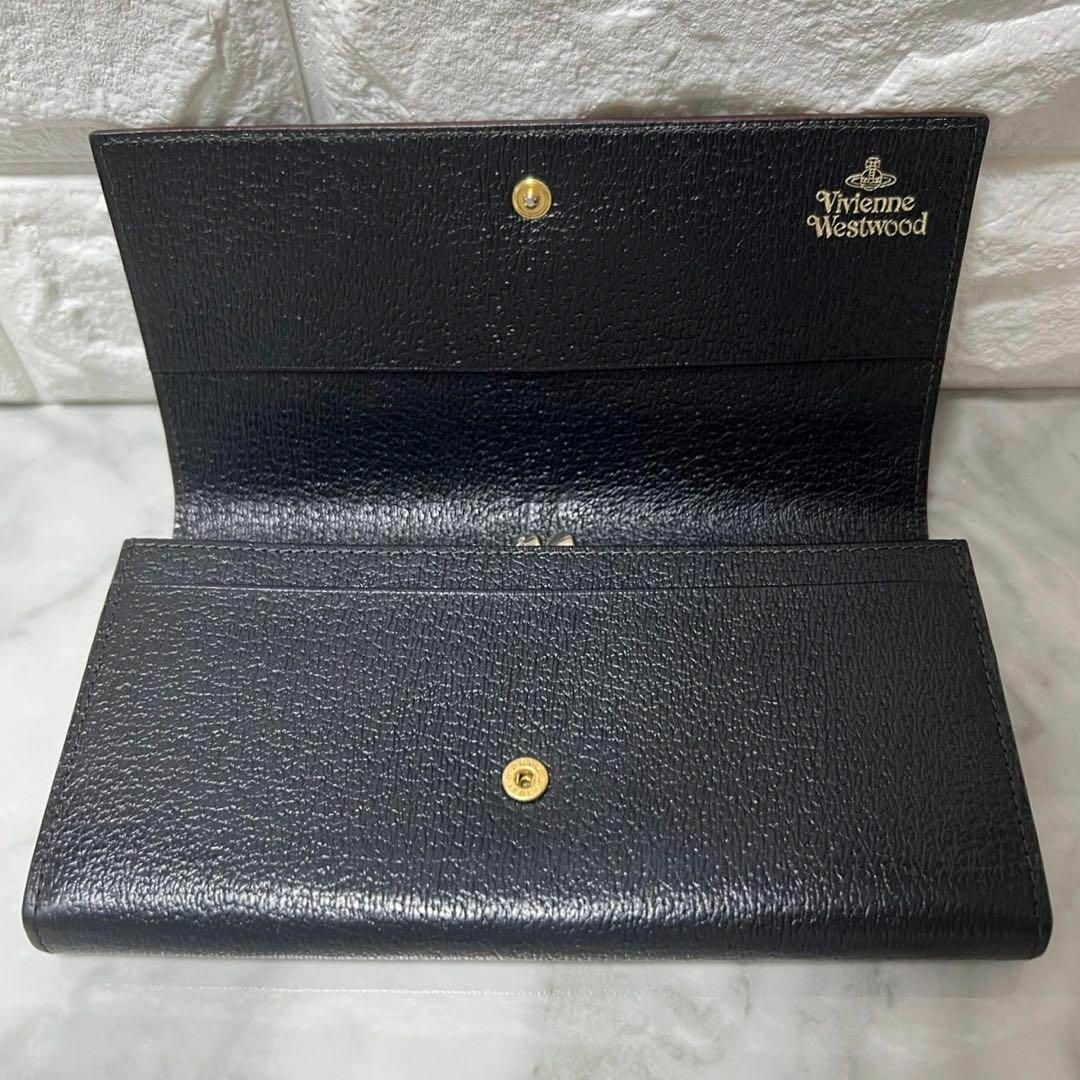 美品 ヴィヴィアンウエストウッド 長財布 オーブ ゴールド金具 がま口