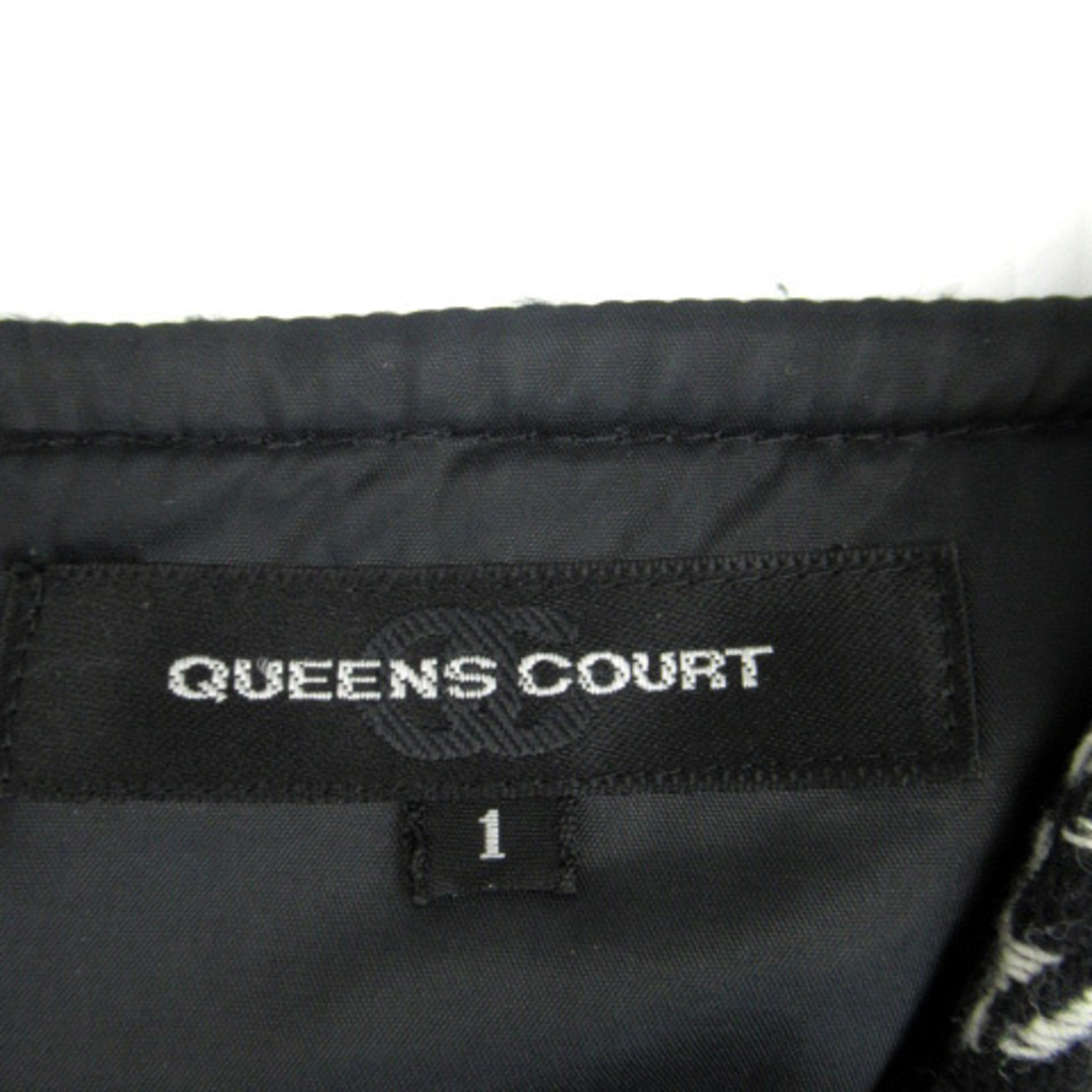 QUEENS COURT(クイーンズコート)のクイーンズコート ワンピース ひざ丈 長袖 千鳥格子柄 ウール 1 アイボリー レディースのワンピース(ひざ丈ワンピース)の商品写真