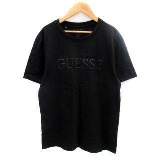 ゲス(GUESS)のゲス GUESS カットソー 半袖 ラウンドネック 無地 ロゴプリント L 黒(Tシャツ/カットソー(半袖/袖なし))