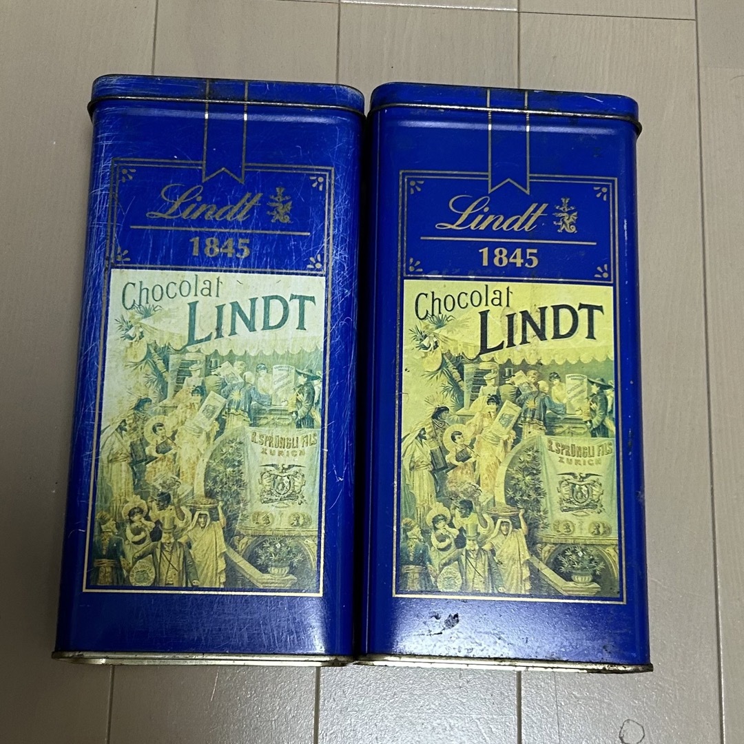 ブリキ 缶 Chocolat LINDT チョコレート リンツ 2個 フランス ブリキ 缶 Chocolat LINDT チョコレート リンツ 2個 フランス