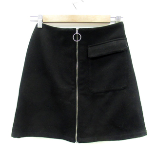 ムルーア(MURUA)のムルーア MURUA 台形スカート ミニ丈 無地 ジップアップ M 黒 ブラック(ミニスカート)