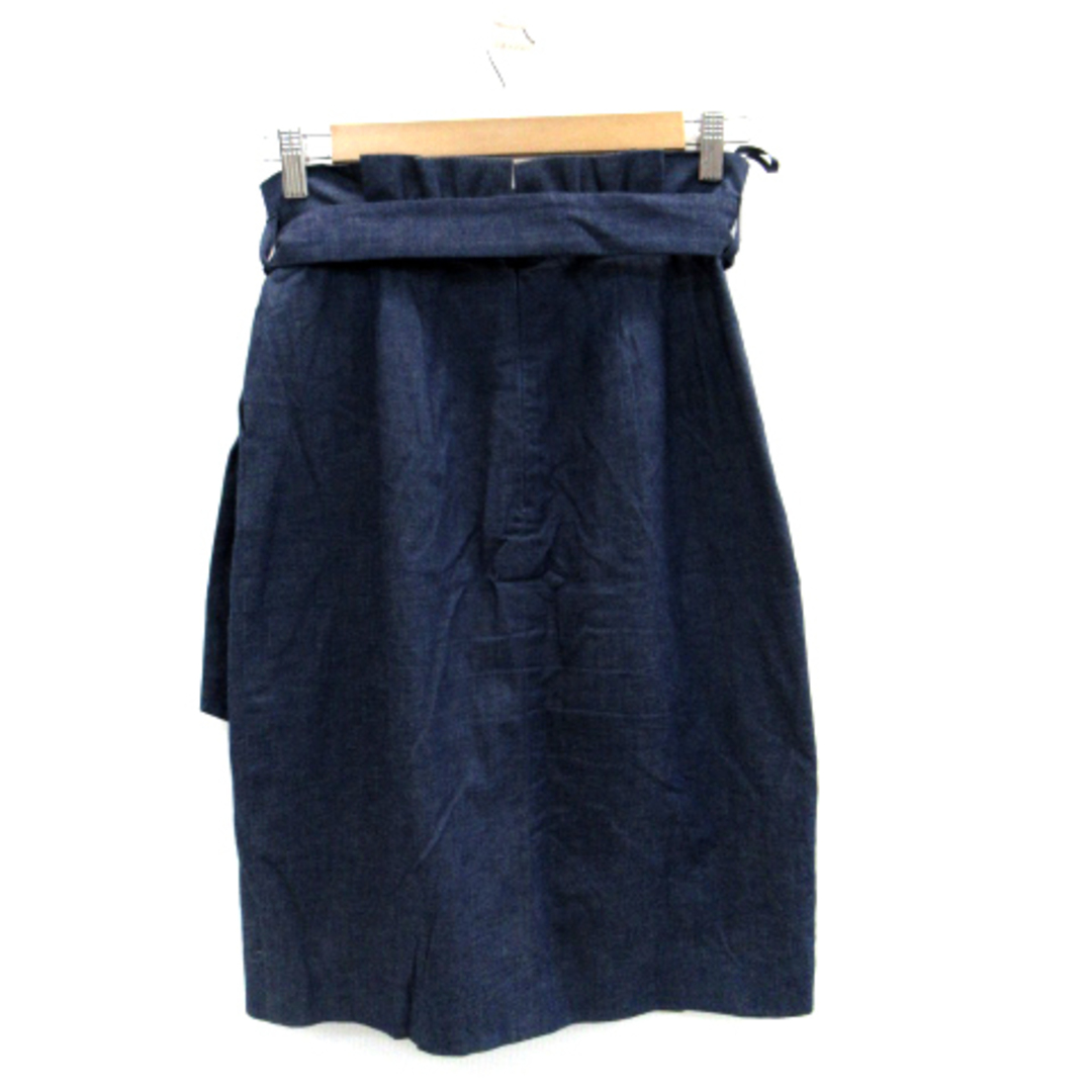 JUSGLITTY(ジャスグリッティー)のジャスグリッティー フレアスカート ミモレ丈 ベルト付き ダンガリー 2 青 レディースのスカート(ひざ丈スカート)の商品写真