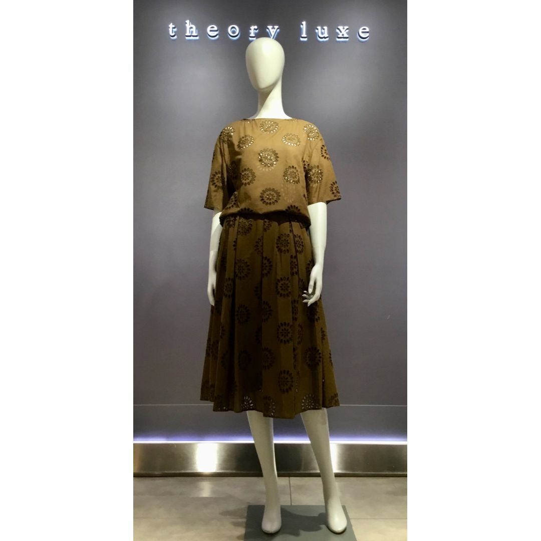 Theory luxe 20ss アイレットレースミモレ丈スカート-