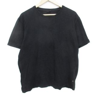 ヒューゴボス(HUGO BOSS)のヒューゴボス カットソー Tシャツ 半袖 クルーネック 切替 無地 XL 黒(Tシャツ/カットソー(半袖/袖なし))