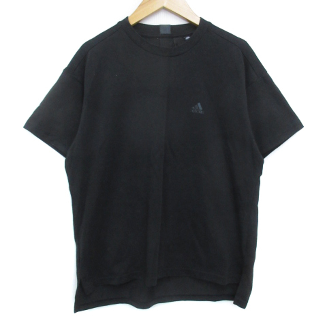 adidas(アディダス)のアディダス Tシャツ カットソー 半袖 クルーネック ロゴプリント M 黒 メンズのトップス(Tシャツ/カットソー(半袖/袖なし))の商品写真