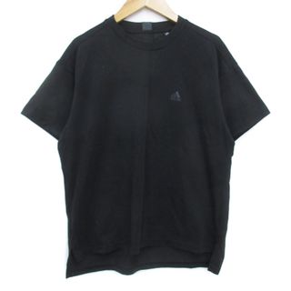 アディダス(adidas)のアディダス Tシャツ カットソー 半袖 クルーネック ロゴプリント M 黒(Tシャツ/カットソー(半袖/袖なし))