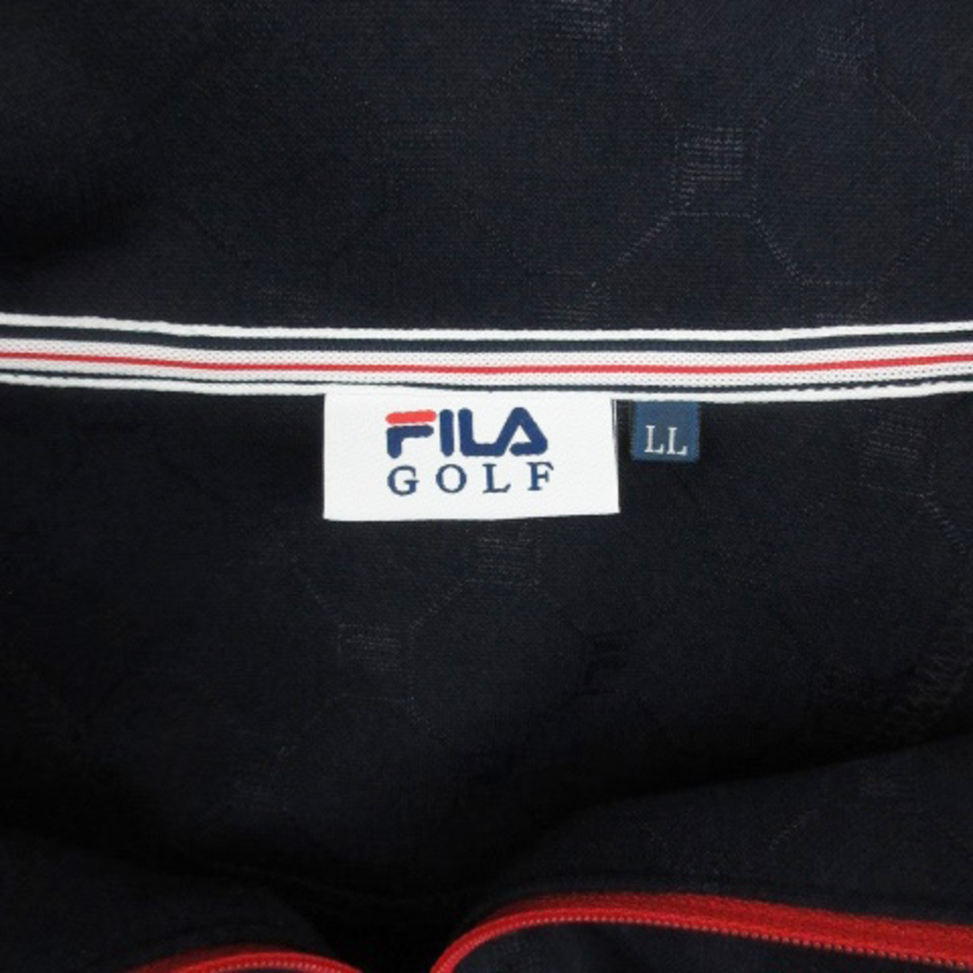 FILA(フィラ)のフィラ ゴルフウェア カットソー 半袖 ハーフジップ 刺繍 総柄 LL 紺 スポーツ/アウトドアのゴルフ(ウエア)の商品写真