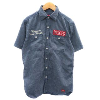 ディッキーズ(Dickies)のディッキーズ カジュアルシャツ 半袖 刺繍 ストライプ柄 オーバーサイズ S(シャツ)