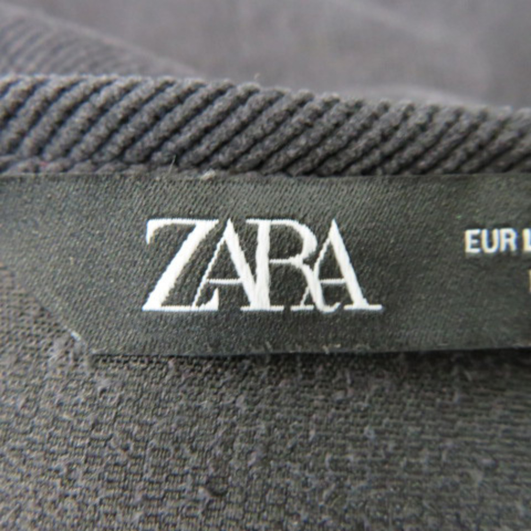 ZARA(ザラ)のザラ コーデュロイワンピース ミニ丈 七分袖 ラウンドネック 無地 L 紺 レディースのワンピース(ミニワンピース)の商品写真