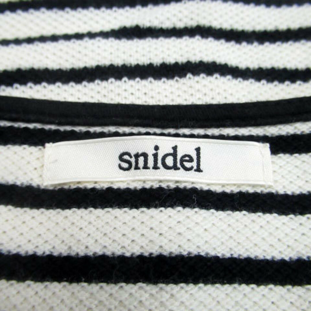 SNIDEL(スナイデル)のスナイデル ニット カットソー 長袖 ラウンドネック ボーダー柄 F ホワイト レディースのトップス(ニット/セーター)の商品写真