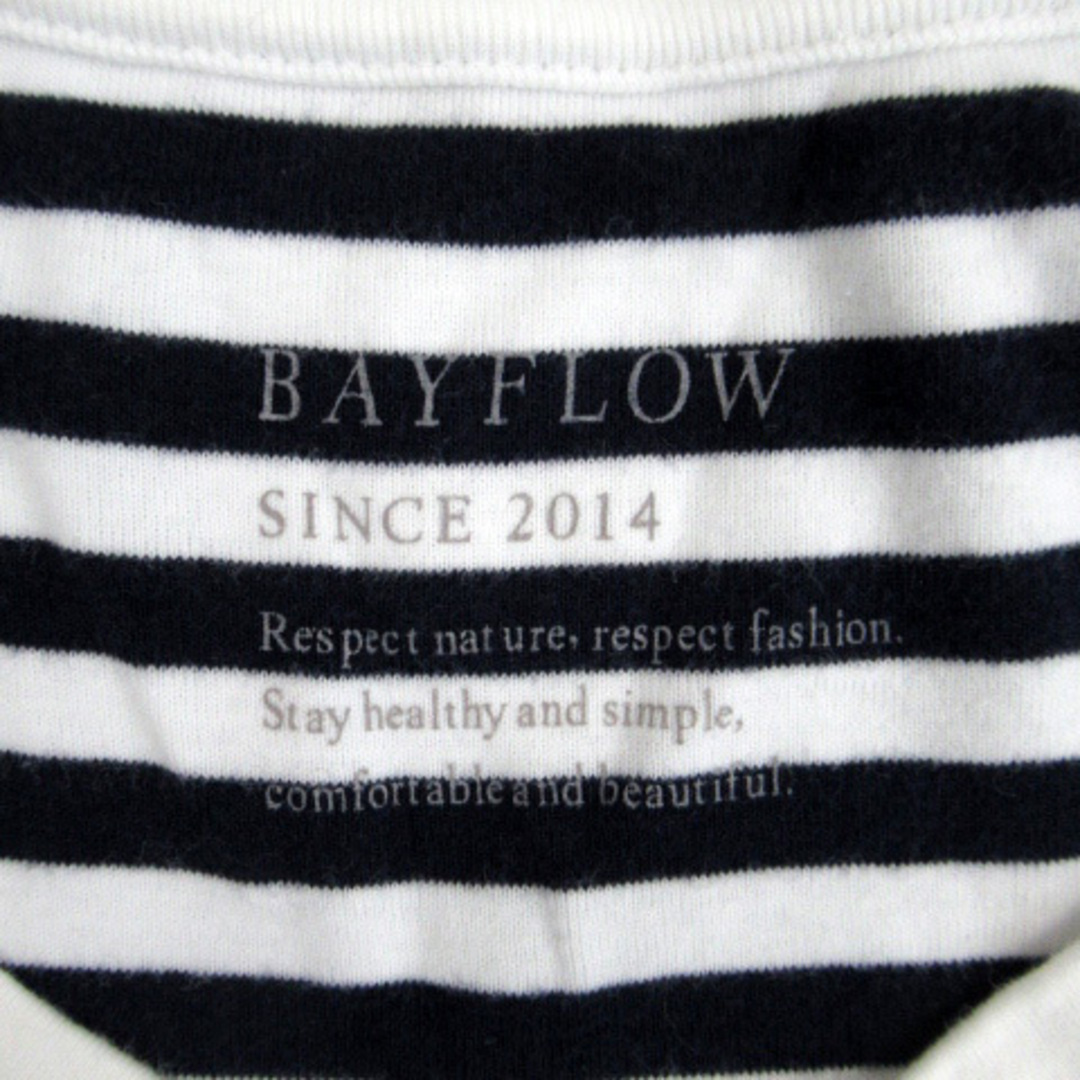 BAYFLOW(ベイフロー)のベイフロー BAYFLOW Tシャツ カットソー Vネック ボーダー柄 2 紺 レディースのトップス(Tシャツ(半袖/袖なし))の商品写真