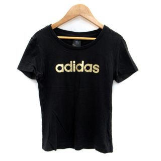 アディダス(adidas)のアディダス adidas Tシャツ カットソー 半袖 ロゴ プリント M 黒(Tシャツ(半袖/袖なし))