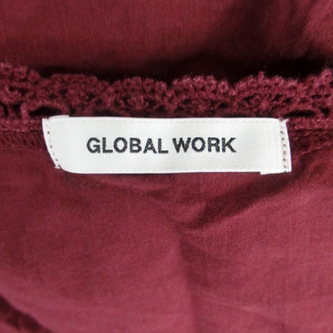 GLOBAL WORK(グローバルワーク)のグローバルワーク カーディガン 七分袖 ロング丈 前開き 刺繍 ボルドー レディースのトップス(カーディガン)の商品写真