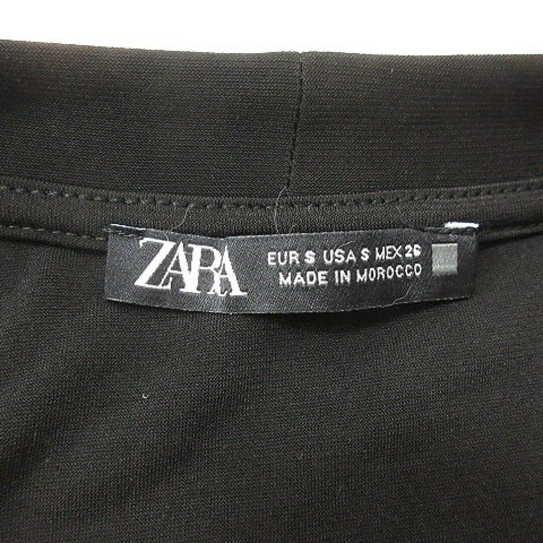 ZARA(ザラ)のザラ ZARA カットソー Vネック フレンチスリーブ S 黒 ブラック ■MO レディースのトップス(カットソー(半袖/袖なし))の商品写真