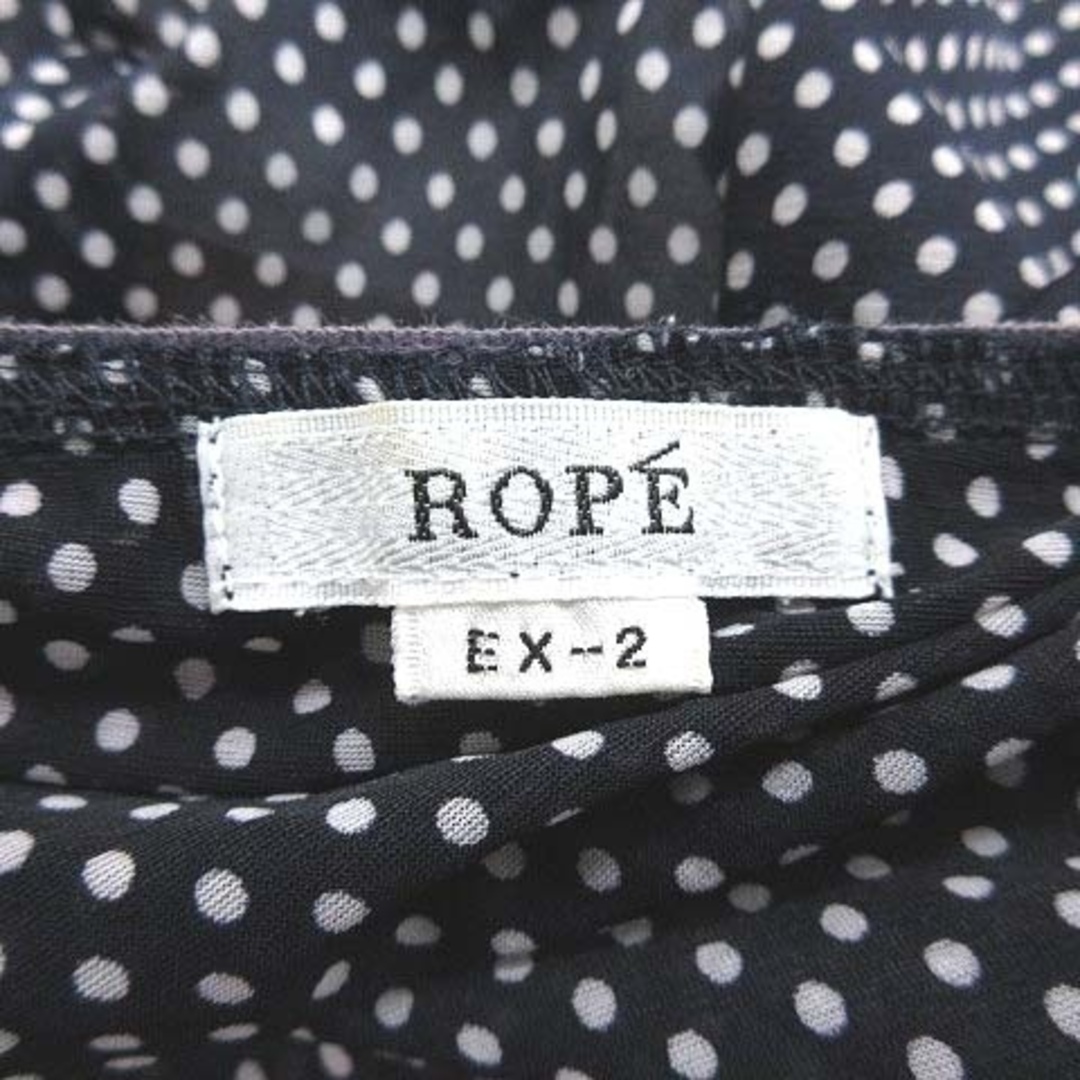 ROPE’(ロペ)のロペ ブラウス 半袖 フレア袖 シフォン ドット パイピング 2 紺 ■MO レディースのトップス(シャツ/ブラウス(半袖/袖なし))の商品写真