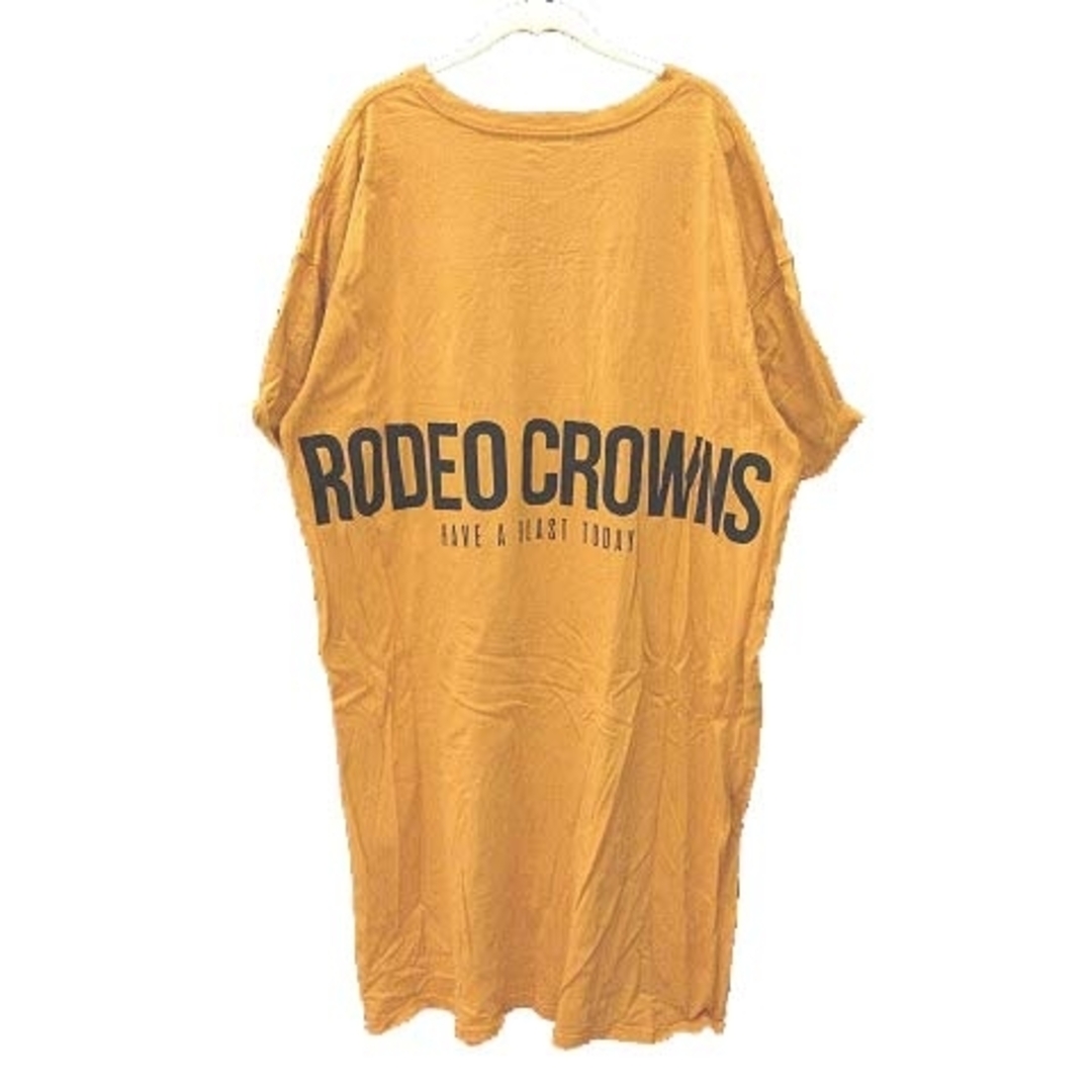 RODEO CROWNS(ロデオクラウンズ)のロデオクラウンズ ワンピース ひざ丈 七分袖 ロゴプリント F 黃 ■MO レディースのワンピース(ひざ丈ワンピース)の商品写真