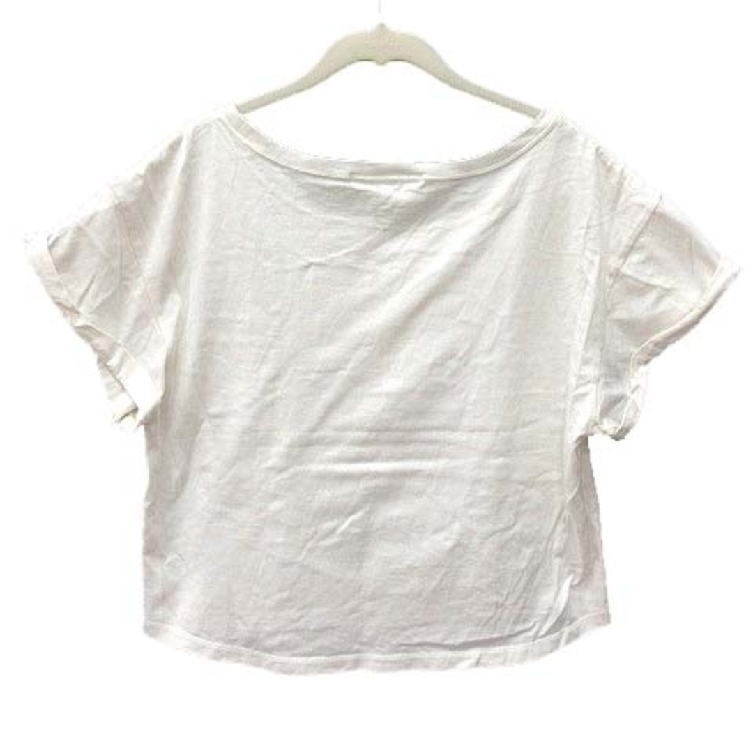 ANOTHER EDITION(アナザーエディション)のアナザーエディション Tシャツ カットソー 半袖 ロールアップ ボートネック 白 レディースのトップス(Tシャツ(半袖/袖なし))の商品写真