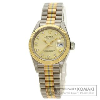 ロレックス(ROLEX)のROLEX 69179G BIC デイトジャスト 10P ダイヤモンド　トリドール 腕時計 K18WG K18WGxK18YGxK18PG レディース(腕時計)