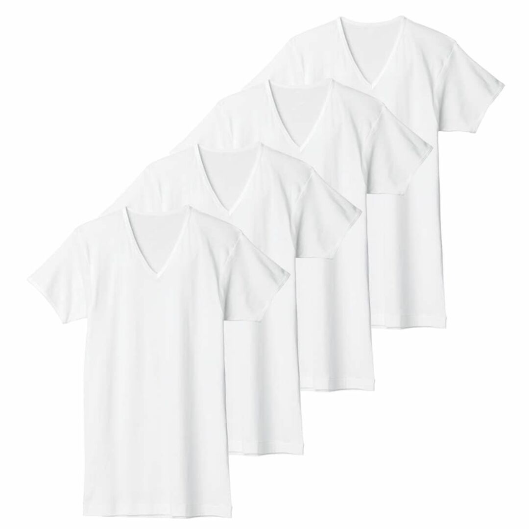 グンゼ インナーシャツ やわらか肌着 綿100% 抗菌防臭加工 半袖V首 4枚組メンズ